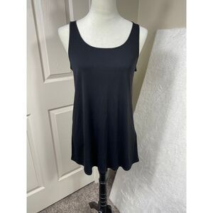 Eileen Fisher Black Sleeveless 100% Silk Lightweight Luxe Style Top Petite‎ Med